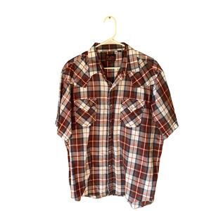 Plains Westerns Wear Men's Red Plaid Pearl Snap Shirt XL